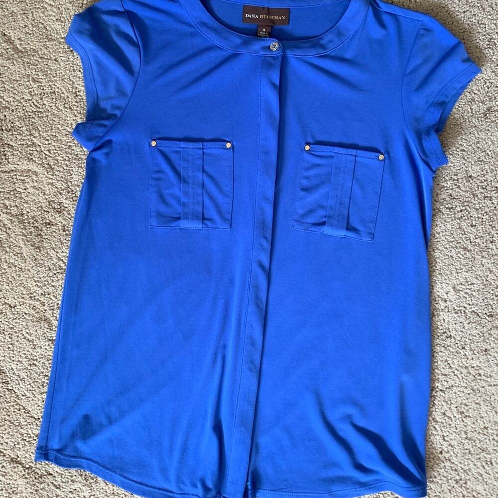 EUC Dana Buchman Royal Blue Button Front Top Size Small